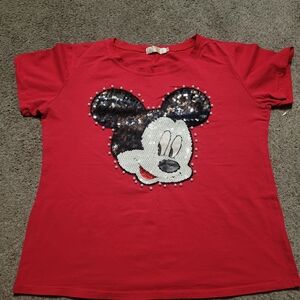Sequin Mickey Mouse head shirt